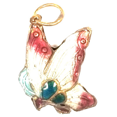 ENAMEL BUTTERFLY 21X28MM WHITE